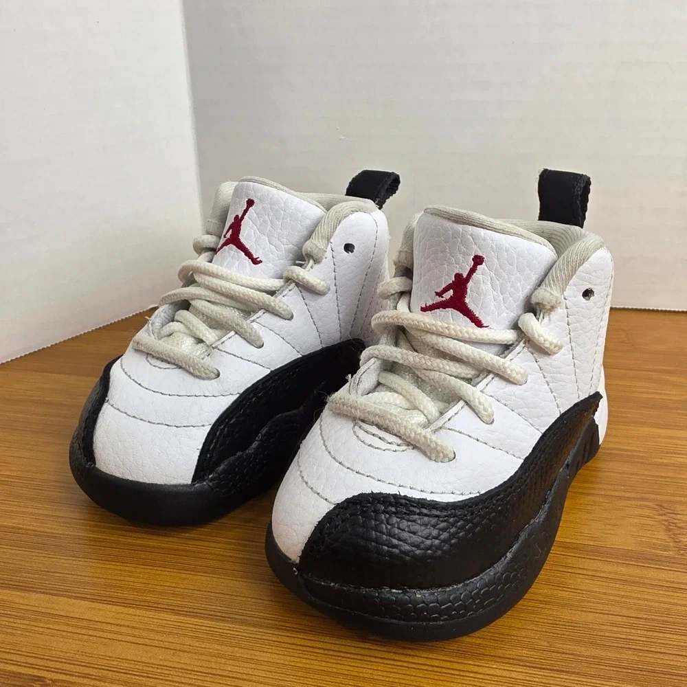 Jordan 12 Retro Taxi Toddler Shoes White Black Red 850000-162 Size 5C